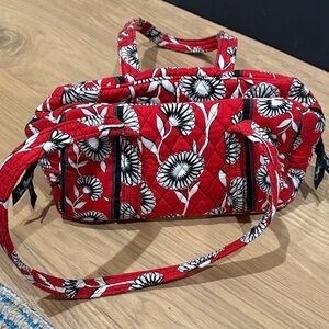 Vera Bradley Red and Black Floral Shoulder Bag
